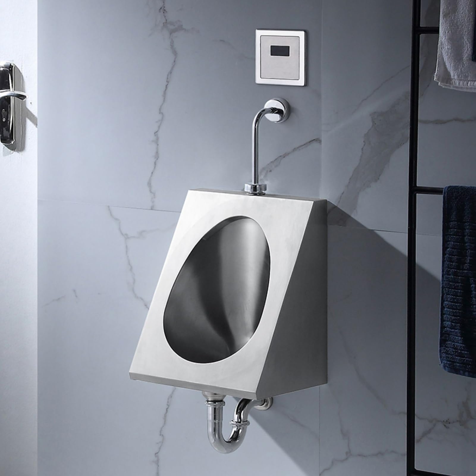 Urinario de Acero Inoxidable 304, Urinarios de Drenaje de Pared de Inducción, Ahorra Espacio, para Uso Doméstico y Comercial, Hogar, Bar, Centro Comercial