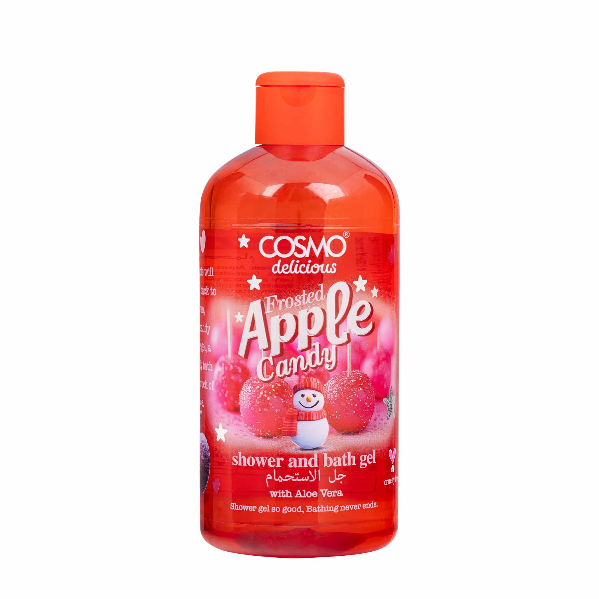 Cosmo Delicious Frosted Apple Candy With Aloe Vera Shower Bath Gel 400ml Hydrating Refreshing Body Wash Fruity Apple