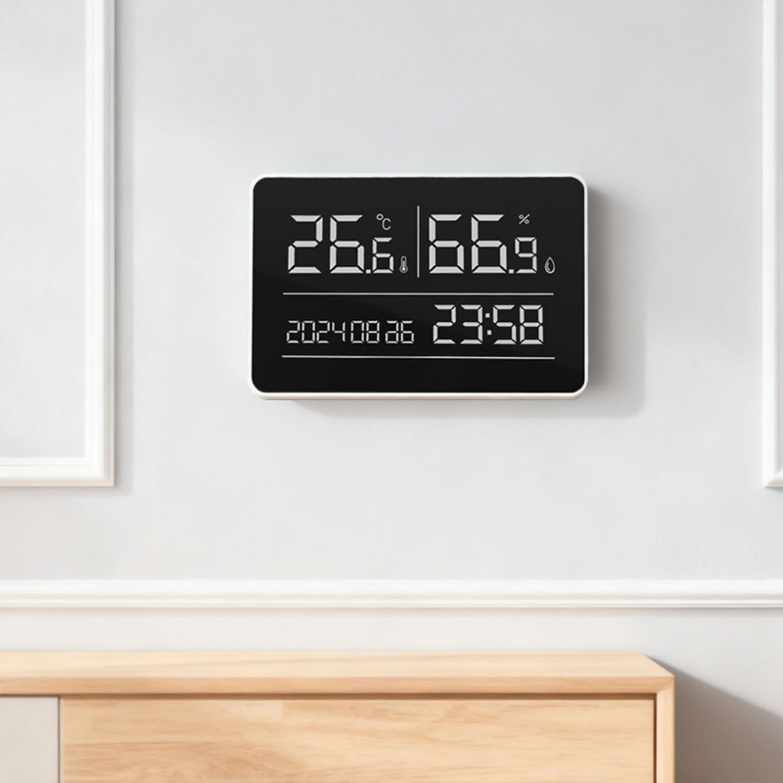 Orologio da parete silenzioso con termometri digitali igrometro con display calendario e interfacce semplici per tutti gli utenti con monitoraggio dell'umidità