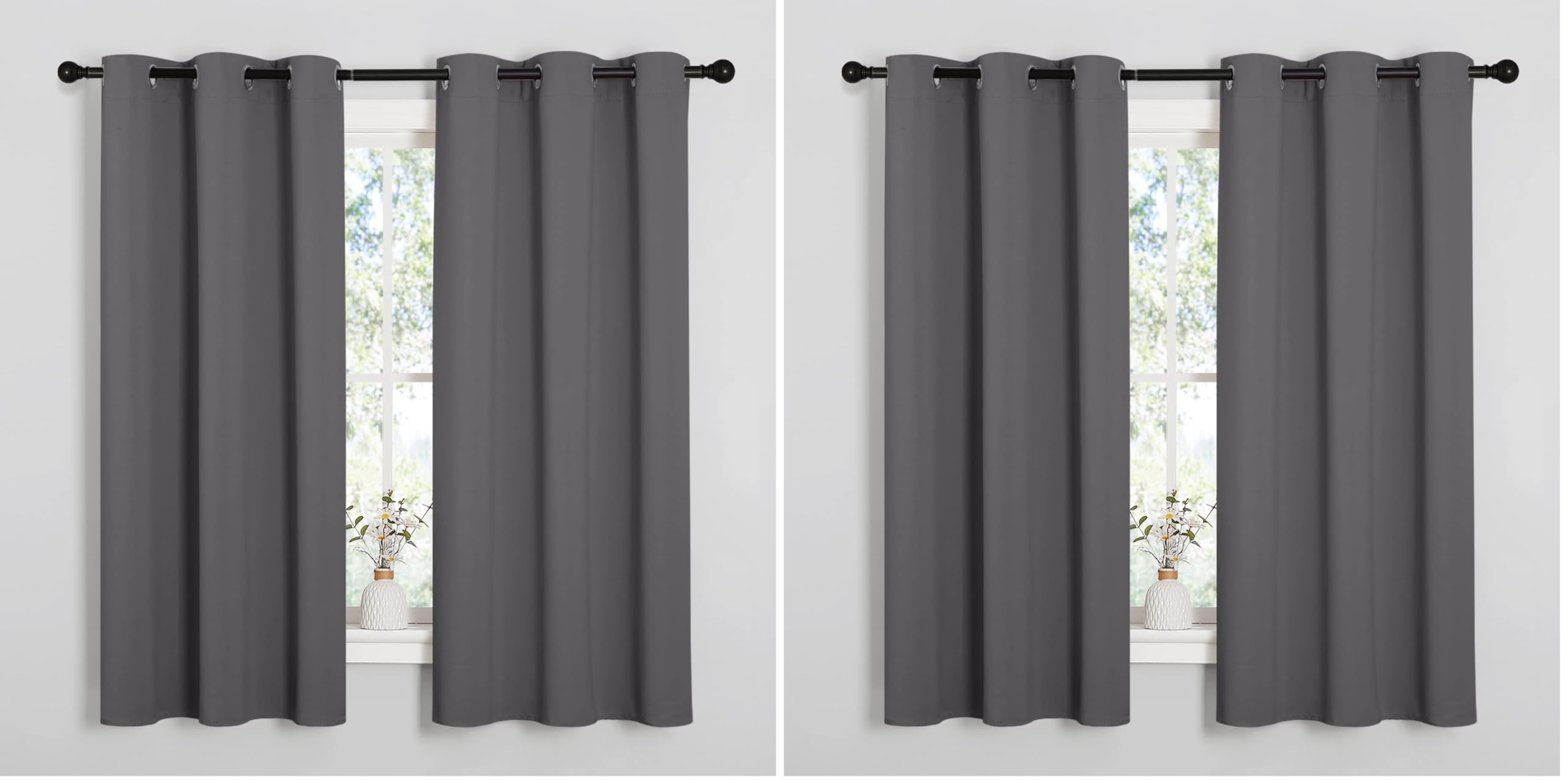 NICETOWN Thermal Insulated Grommet Blackout Curtains for Bedroom (2 Panels, W42 x L63 -Inch, Grey) (Pack of 2)