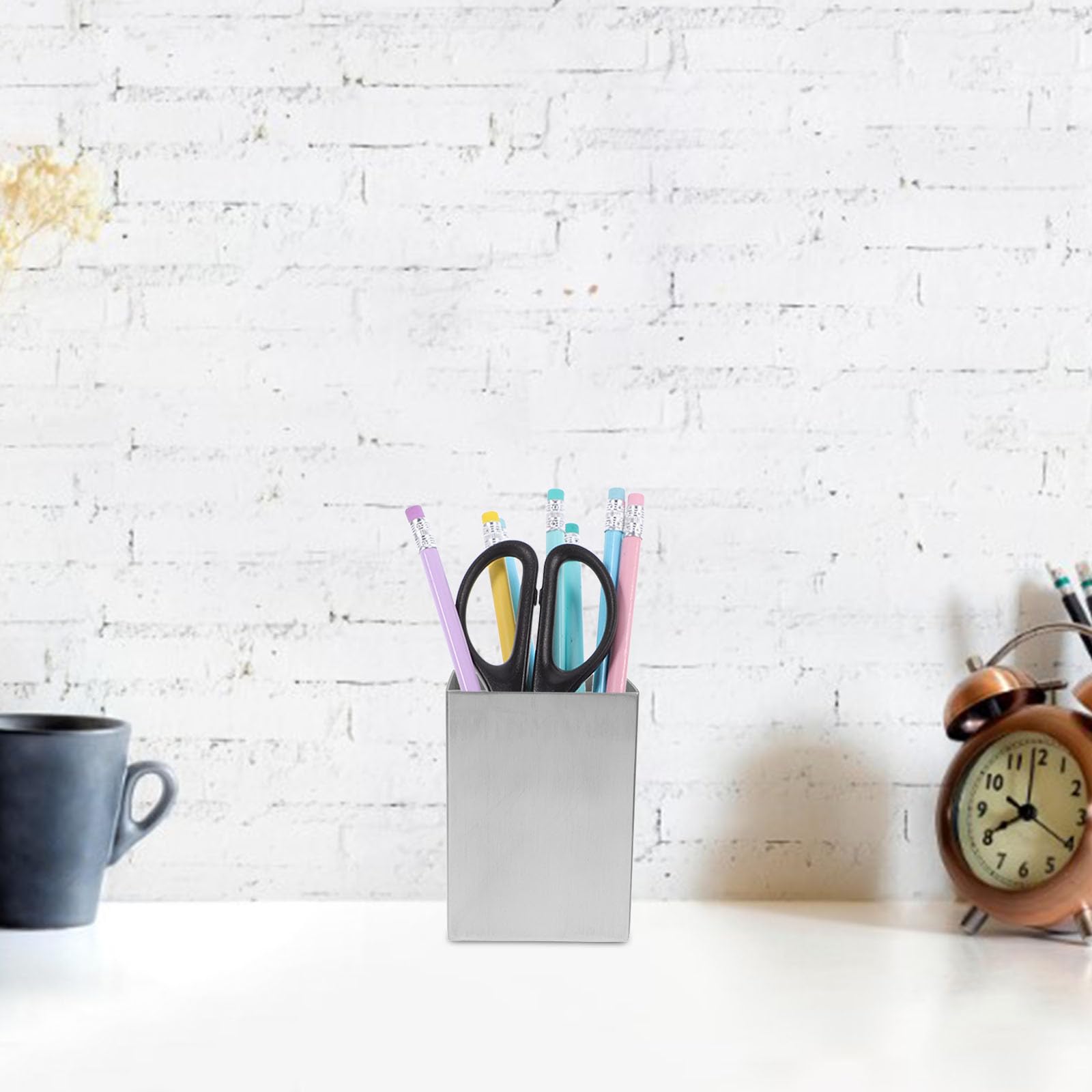 Portapenne in Acciaio Inossidabile Multifunzionale, Contenitore per Matite e Organizer da Ufficio, Porta Cancelleria Resistente per Scrivania e Spazio di Lavoro, per Casa e Scuola