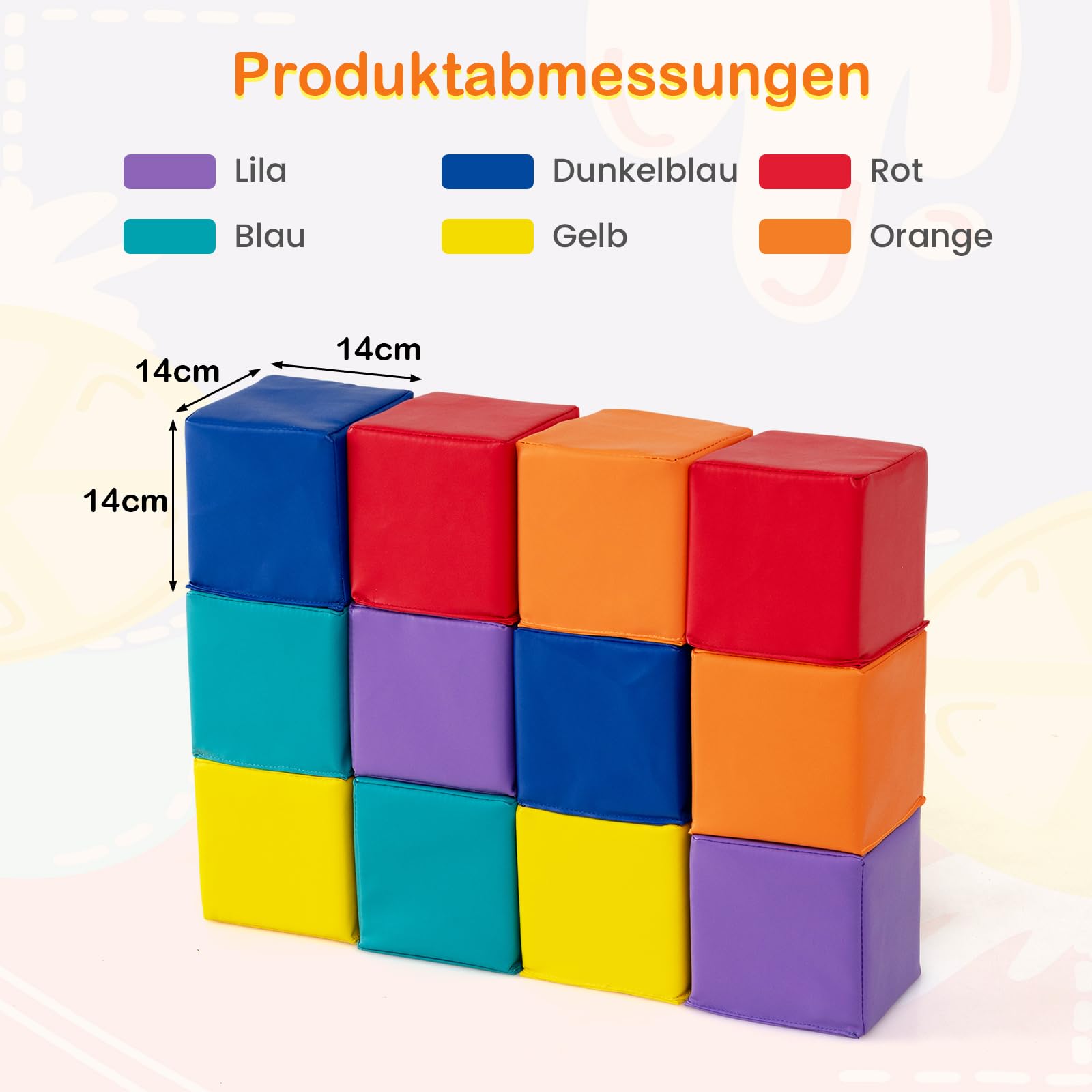 GOPLUS 12-teiliges Schaumstoff-Bausteine, Softbausteine für Kleinkinder zum Klettern, weiches Bausteine Set 14 cm x 14 cm