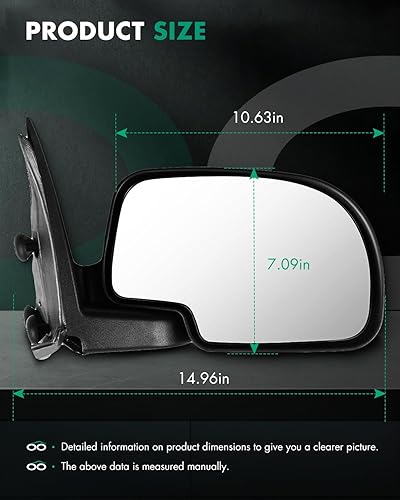 Miniatura 3 de SCITOO Espejos de visión lateral para Chevy Silverado Suburban Tahoe 1999-2006 para GMC Sierra Yukon espejos laterales plegables ajustables