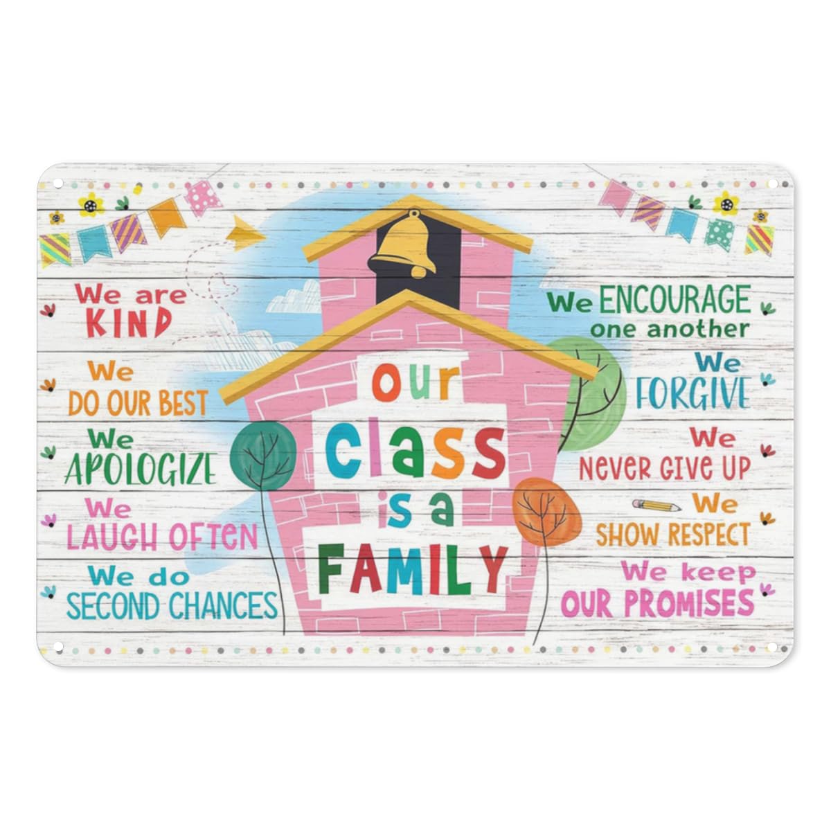 Kwqdozf As Pic Classroom Decor Metal Tin Sign – Inspirational Quote Our Class Is A Family