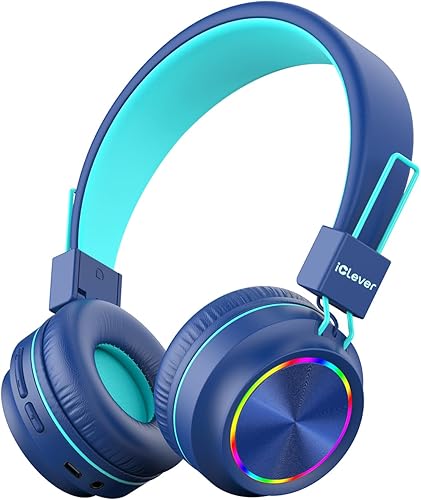 Miniatura 9 de iClever BTH03 - Auriculares Bluetooth para niños, volumen seguro, luces LED coloridas, tiempo de reproducción de 25 horas, micrófono de sonido