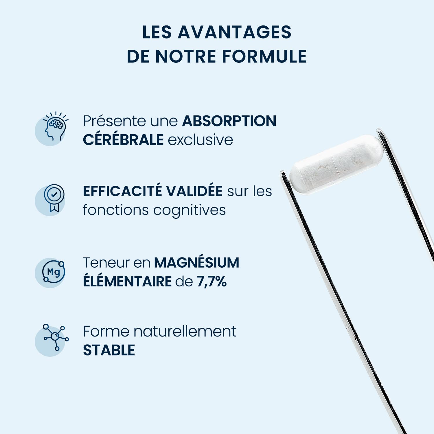 Magnésium L-thréonate Magtein® - Mémoire, Concentration, Fonctions cognitives, Fatigue - Haute Assimilation Cérébrale - Formule Brevetée - 667 mg - 90 Gélules (1 mois) - Fabrication Française - Dynveo