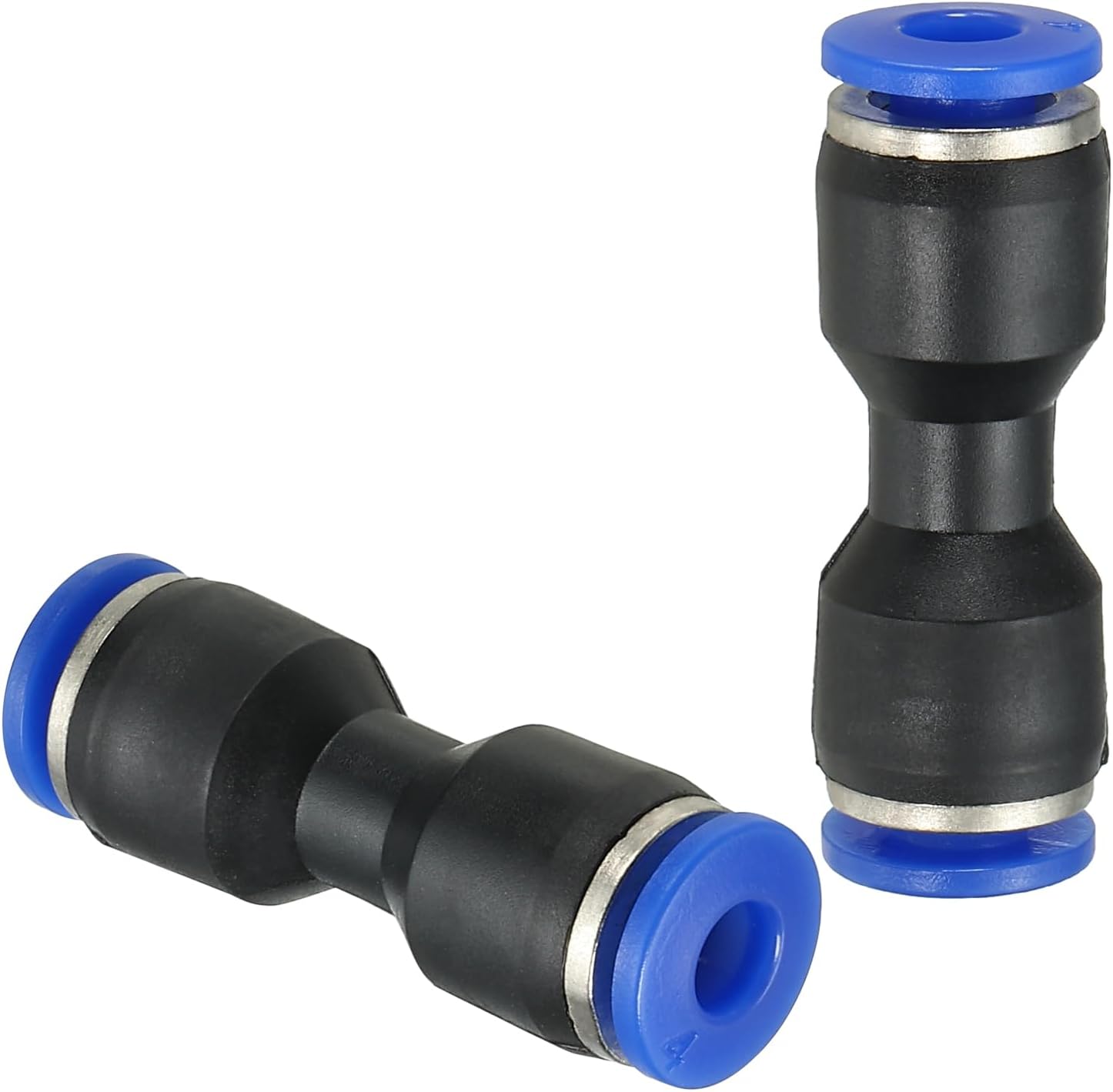 PATIKIL 4mm Push to Connect Fittings, 5Pcs Plastic Air Line Hose Fitting Quick Release Pneumatic Connectors Straight Union Two Way Coupler for Tube, Blue