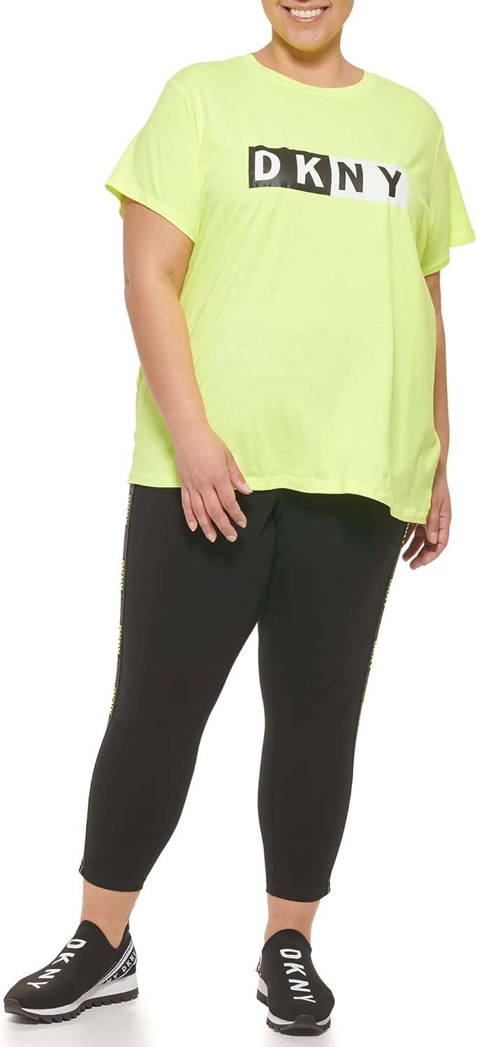 DKNY Womens Two Tone Split Logo Short Sleeve T-Shirt - Image 2