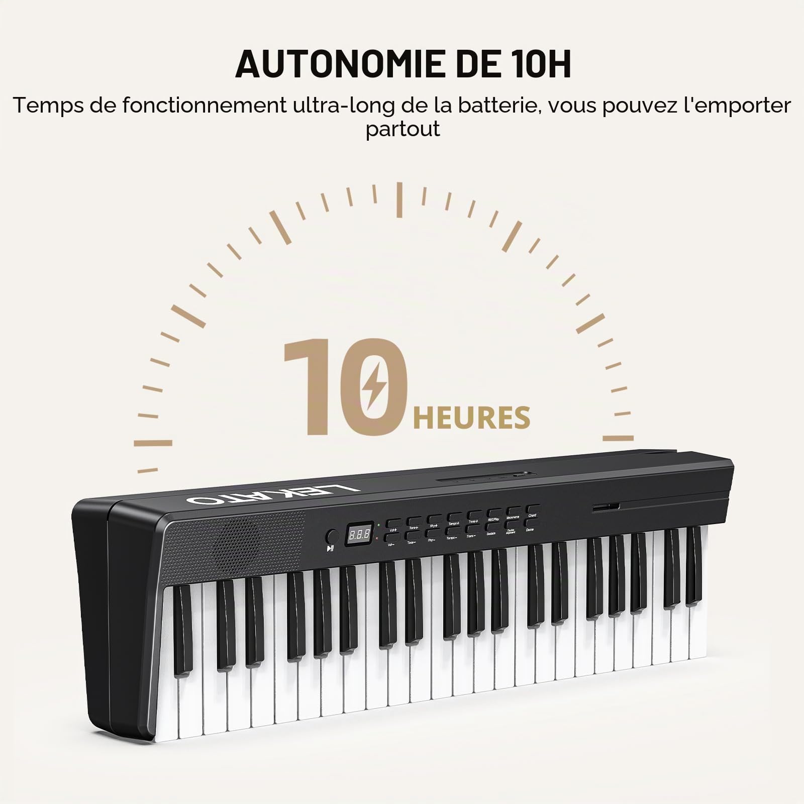 LEKATO Clavier de piano pliable 88 touches, clavier semi-lesté avec pédale de sustain, sac de transport, MIDI, Bluetooth, fonction Split, piano numérique portable pour débutants enfants adultes