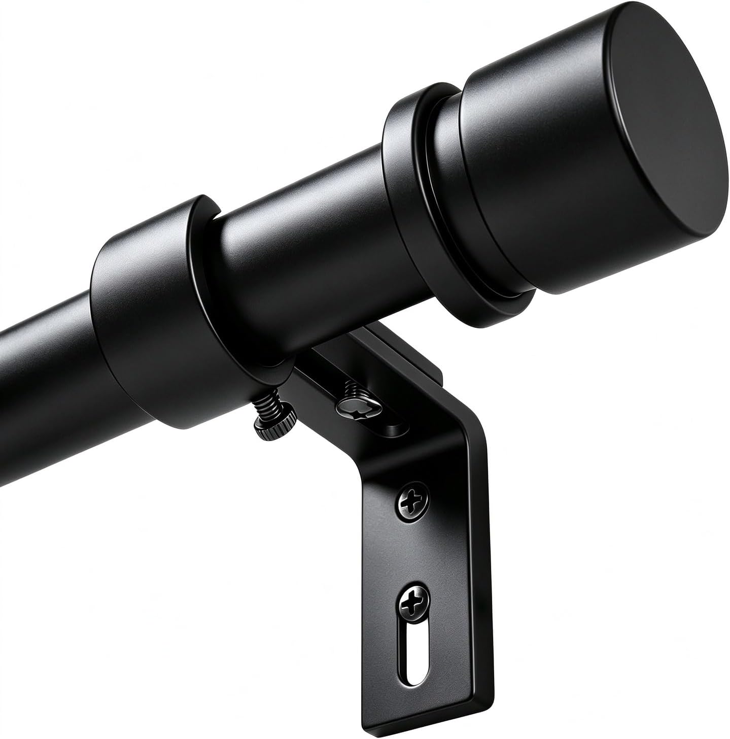 Byondeth Curtain Rods for Windows 16 to 144 Inches Adjustable Length 1 Inch Diameter Window Curtain Rod with Aluminium Finials, Black