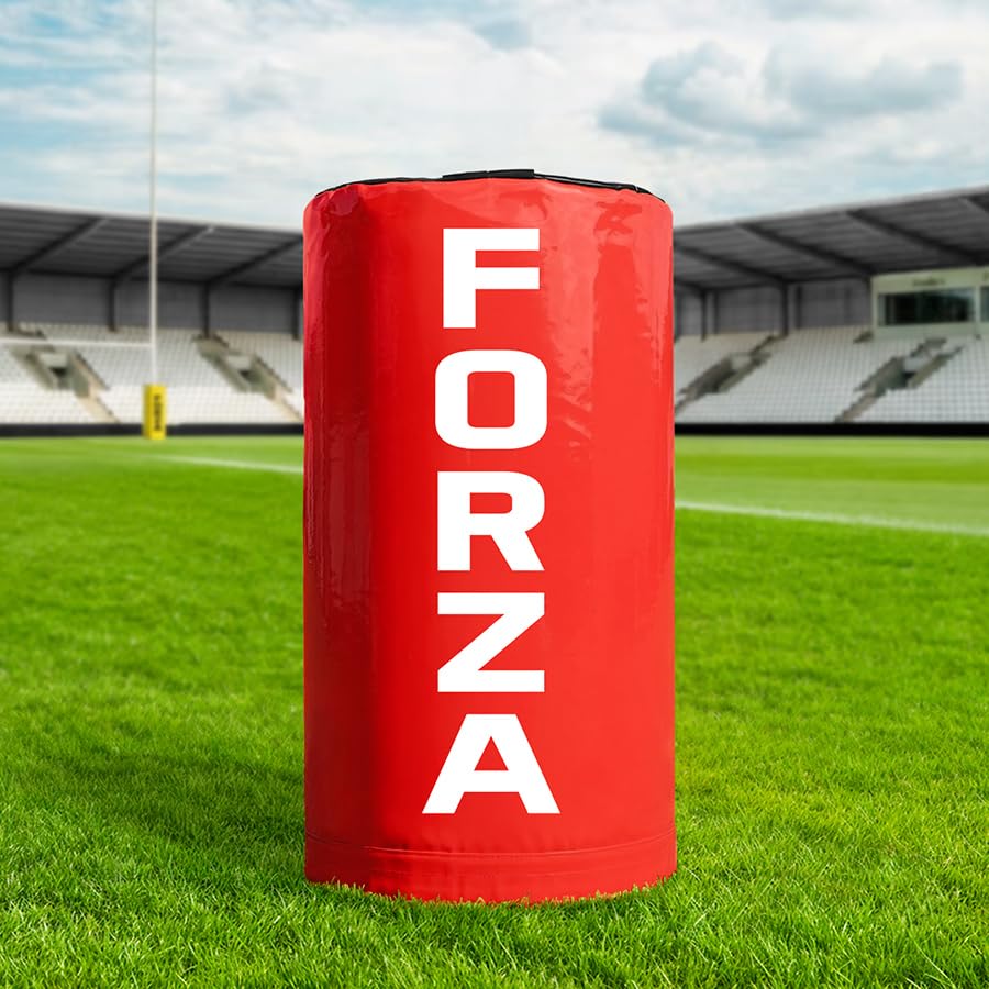 FORZA Low Height Rugby Tackle Bag – Pro Model Rugby Training Tackle Pad with Shock Reducing Foam Core, 615gsm Reinforced Cover & Padded Handles – Junior to Senior Contact Practice Bag (Red, Junior)