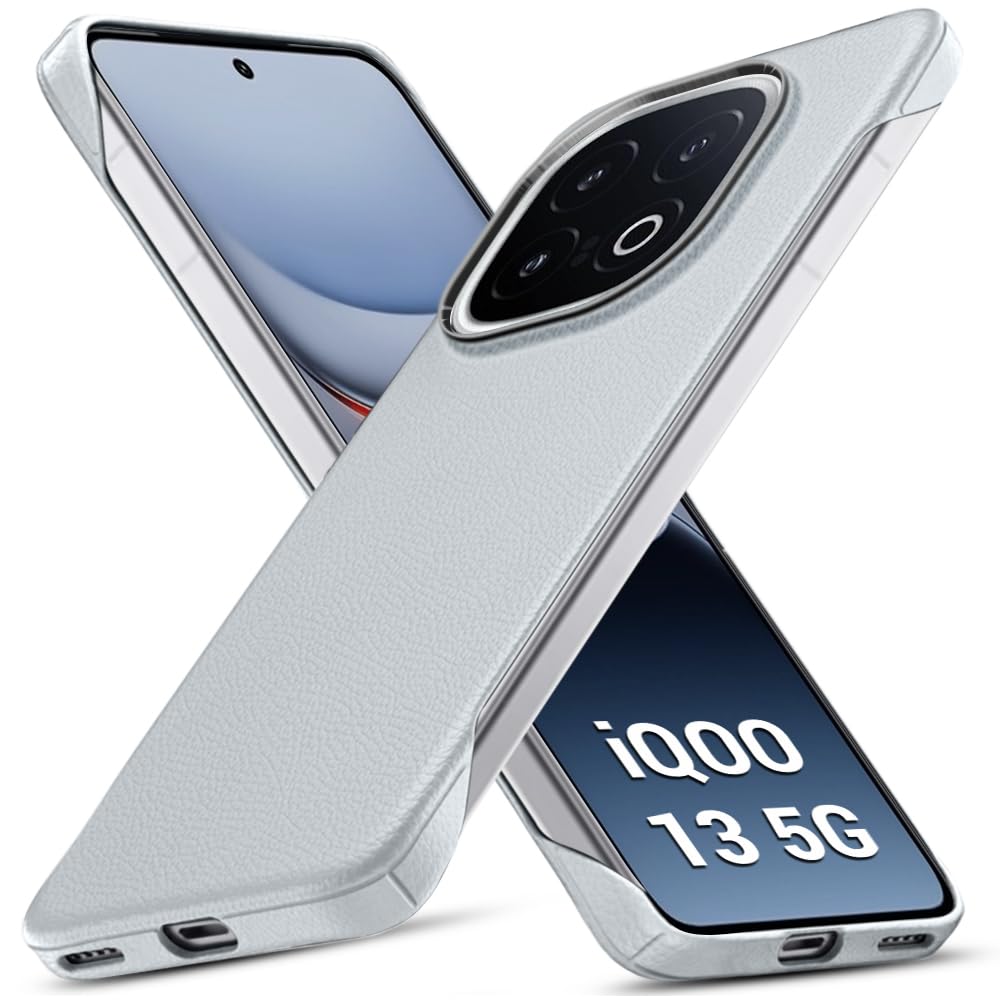 TheGiftKart Hybrid Ultimate Slim Back Case Cover for iQOO 13 5G | Lightweight Profile | Hard Back Case Cover for iQOO 13 5G (PC & TPU, Metal Camera Ring, Leather Texture Finish, Grey)-image-32