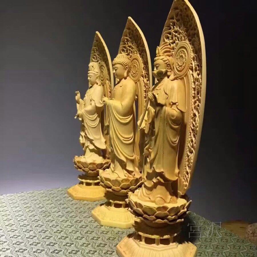 Amazon｜極上品 西方三聖 仏教工芸品 阿弥陀如来 観音菩薩 勢至菩薩 
