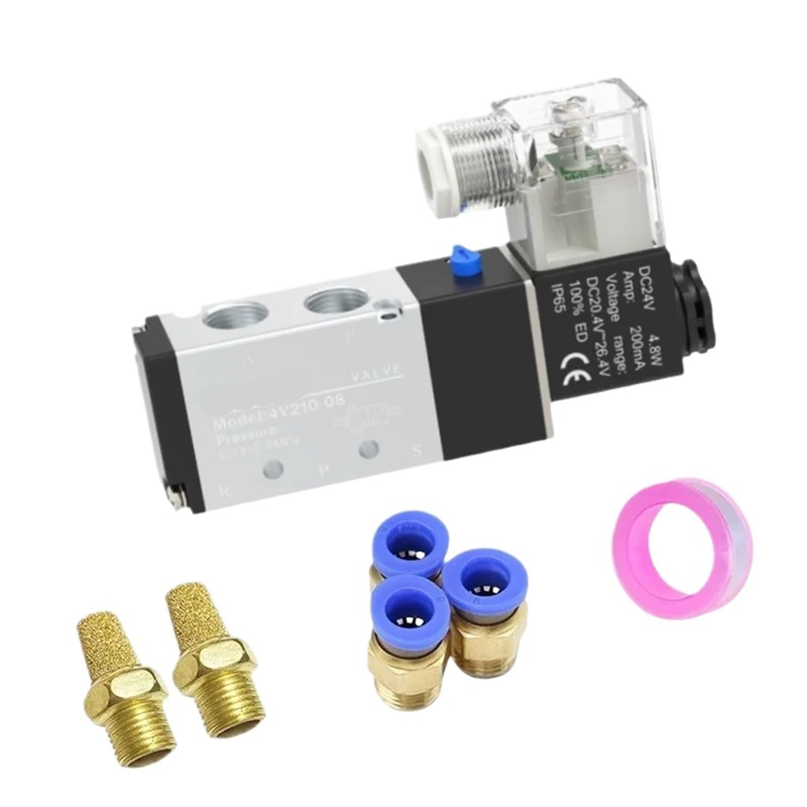 Électrovanne pneumatique 5/2 4V210-08 AC220V avec raccords PC4-02 pour air