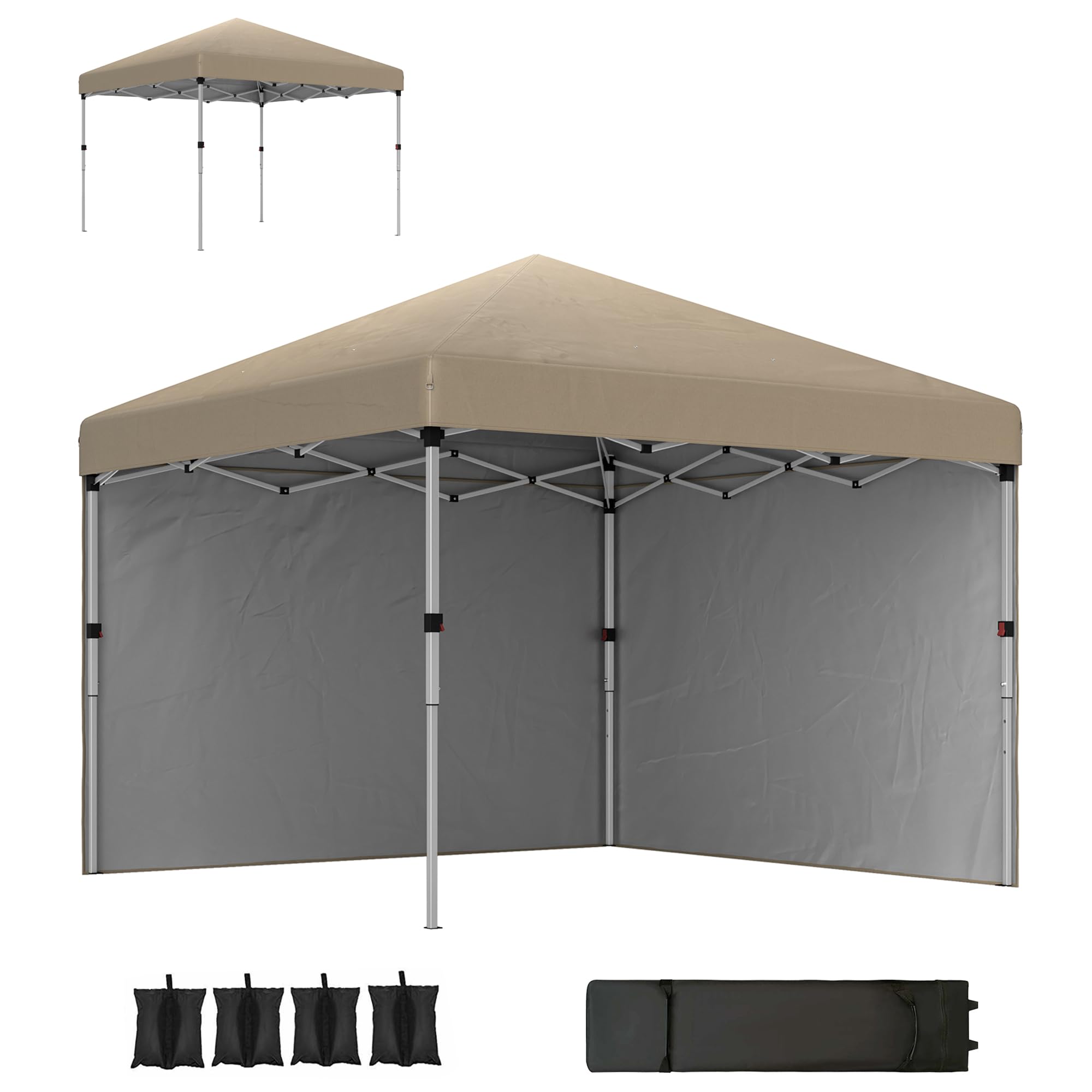 Outsunny Pop Up Gazebo Party Tent - Khaki