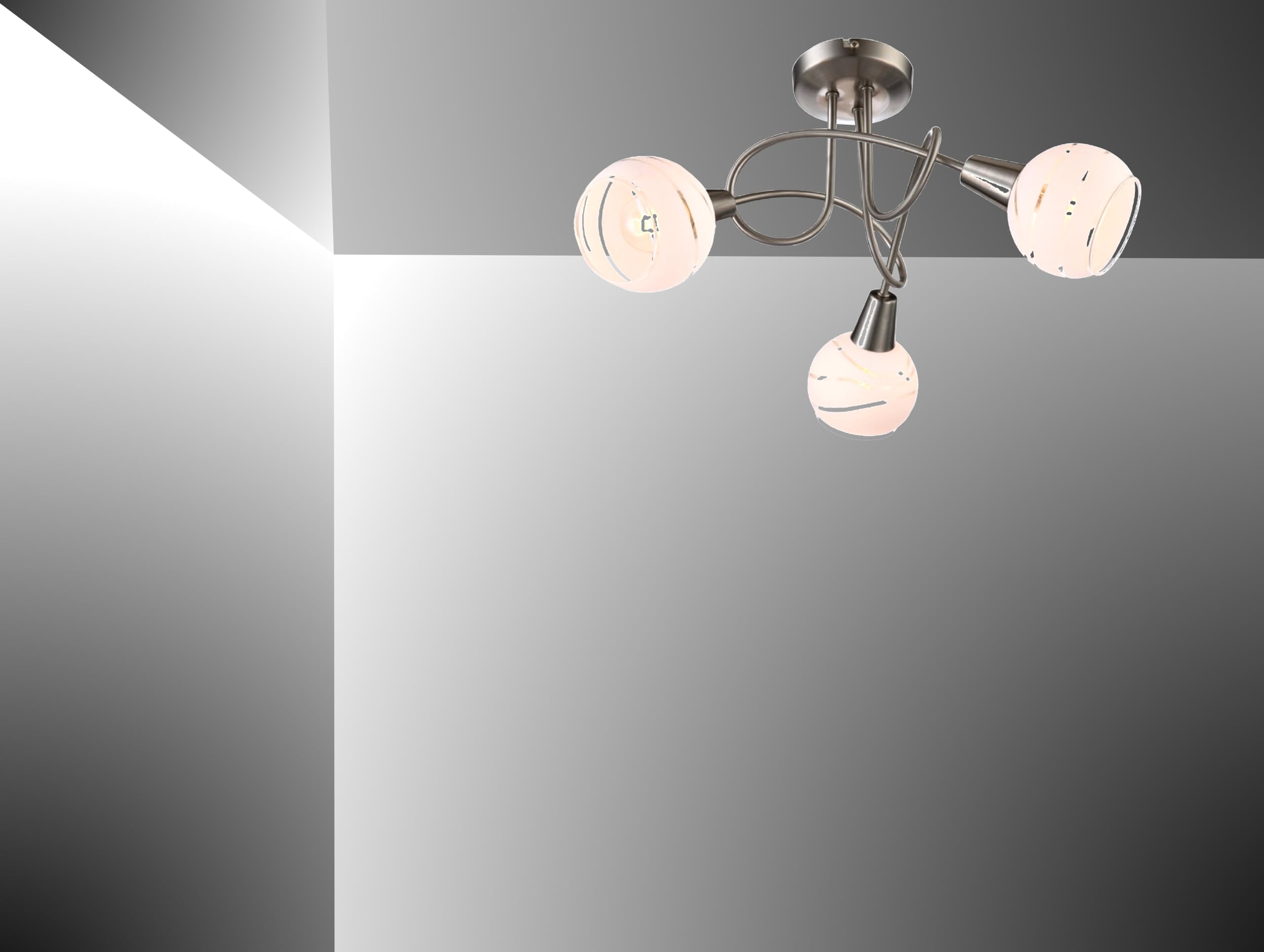 Trango 3-flammig dimmbar LED Deckenleuchte 1001-32SD Deckenlampe in Edelstahl-Look mit Design Gläsern incl. 3x LED Leuchtmittel 3000K warmweiß, Deckenstrahler, Wohnzimmer Lampe, Spots