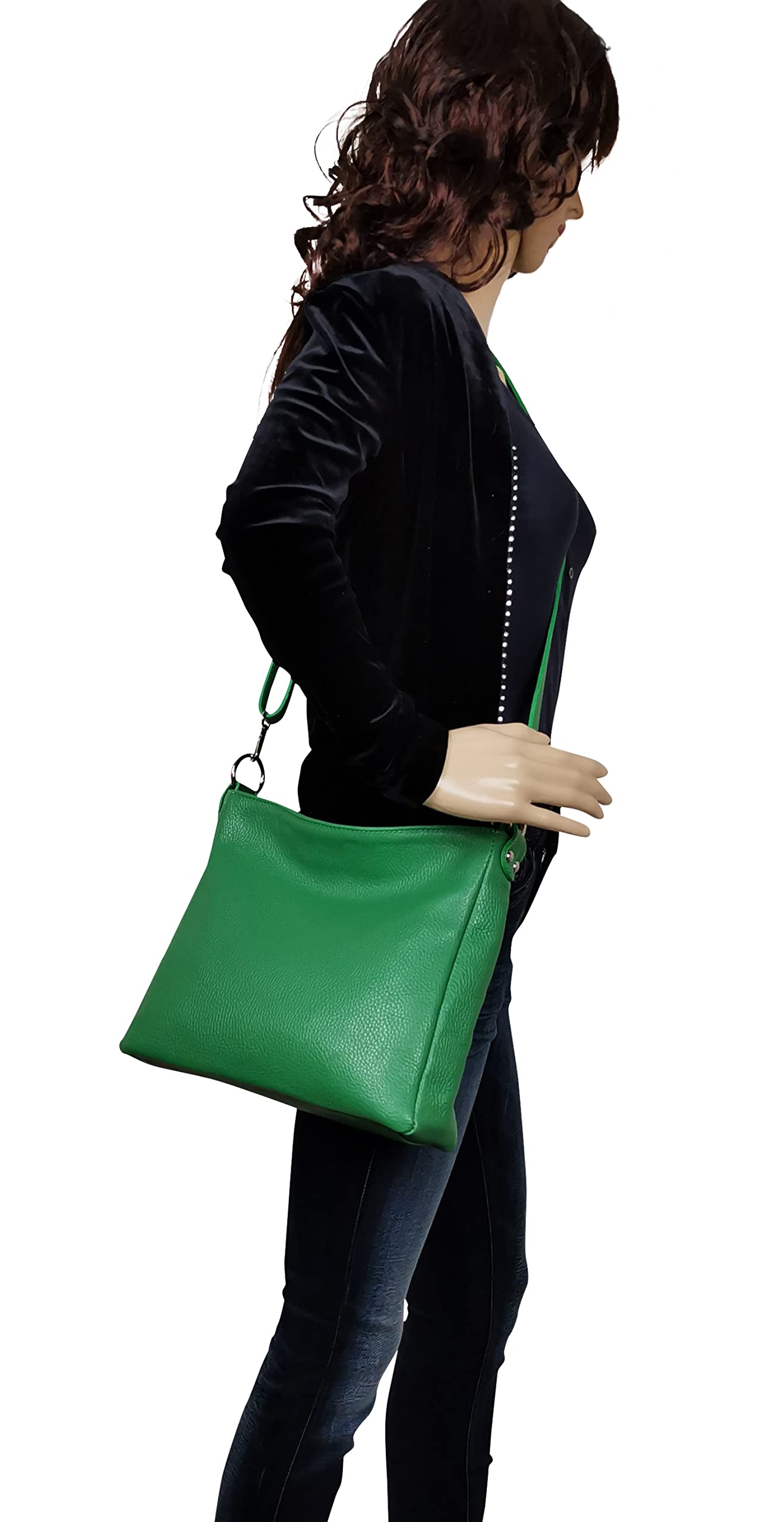 AMBRA Moda GL35 - Borsa a mano, borsa a spalla, borsa a tracolla donna in vera pelle vacchetta grana
