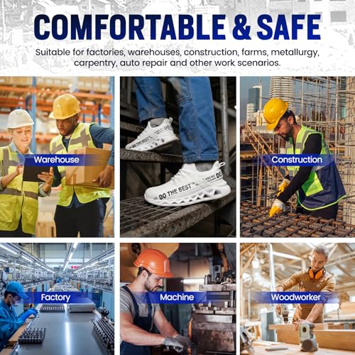 Image of Furuian Steel Toe Sneakers for Men Women Lightweight Safety Shoes Comfortable Puncture Proof Slip On Indestructible Work Shoes