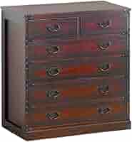 高級　桐箪笥　桐タンス　和ダンス ６段 桐タンス 6段 桐チェスト 和モダン 朱塗り前板 日本製 朱雀 幅