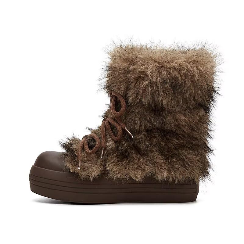 Women Ankle Snow Boots Fuzzy Plush Warm Winter Aesthetic Cute Shoe