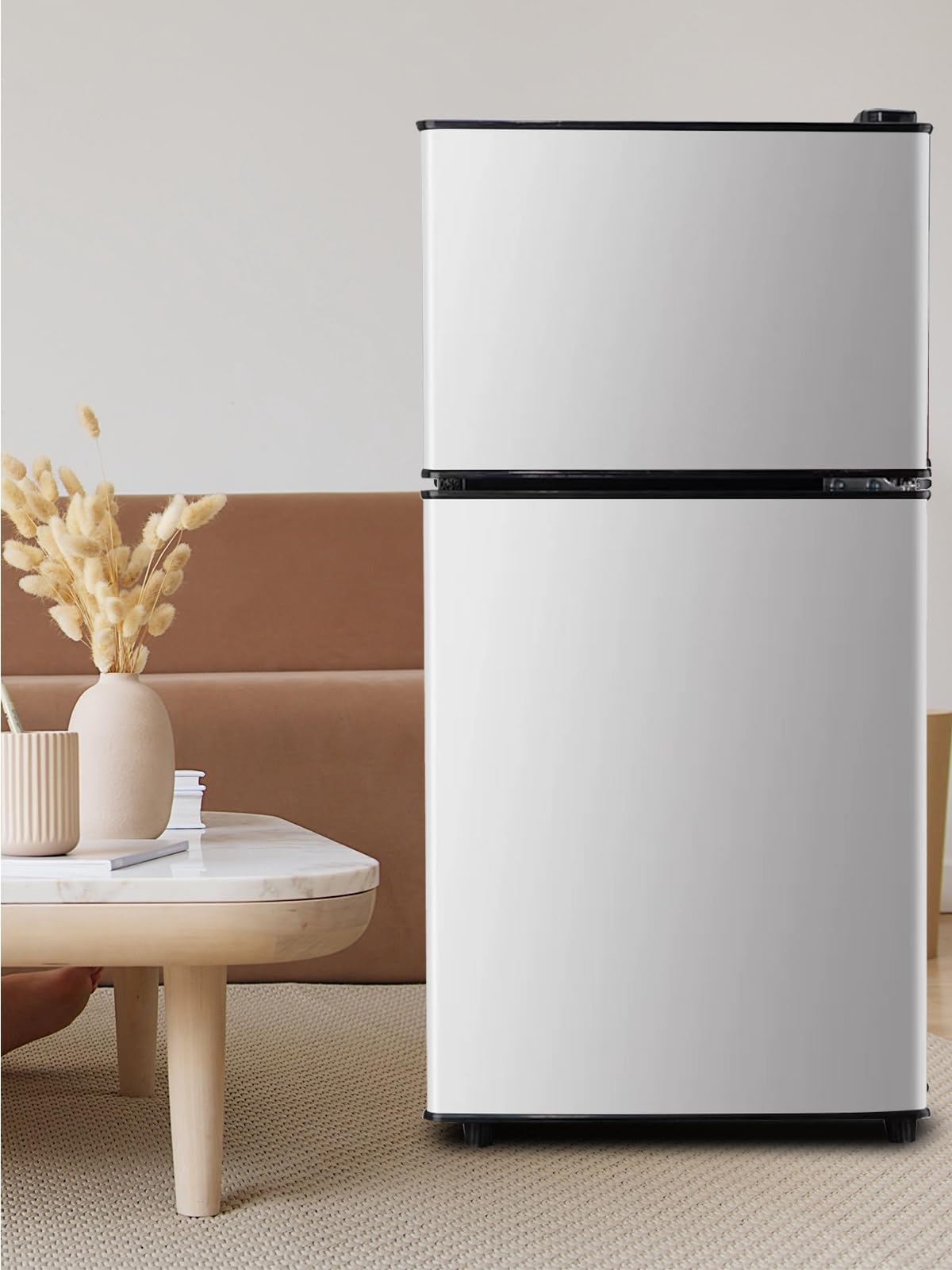 Krib Bling Refrigerator With Freezer 3.8 Cu.Ft With 7 Level Adjustable Thermostat Control 2 Door Lock Fresh Energy Saving Top-Freezer Refrigerator For Office Dorm Apartment Silver on Fridge.com - View 3