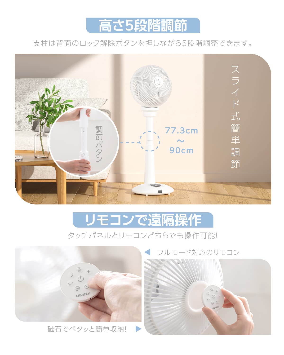 Amazon | [禄越] サーキュレーター DCモーター 扇風機 マイナスイオン