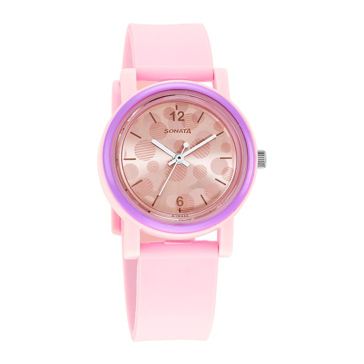 sonata Dot to Dot - Excl Fkt Plain 3 Hands Pink Round Dial Pink A1Polyurethane Strap Women's Watch - 87038PP12W-picture-11