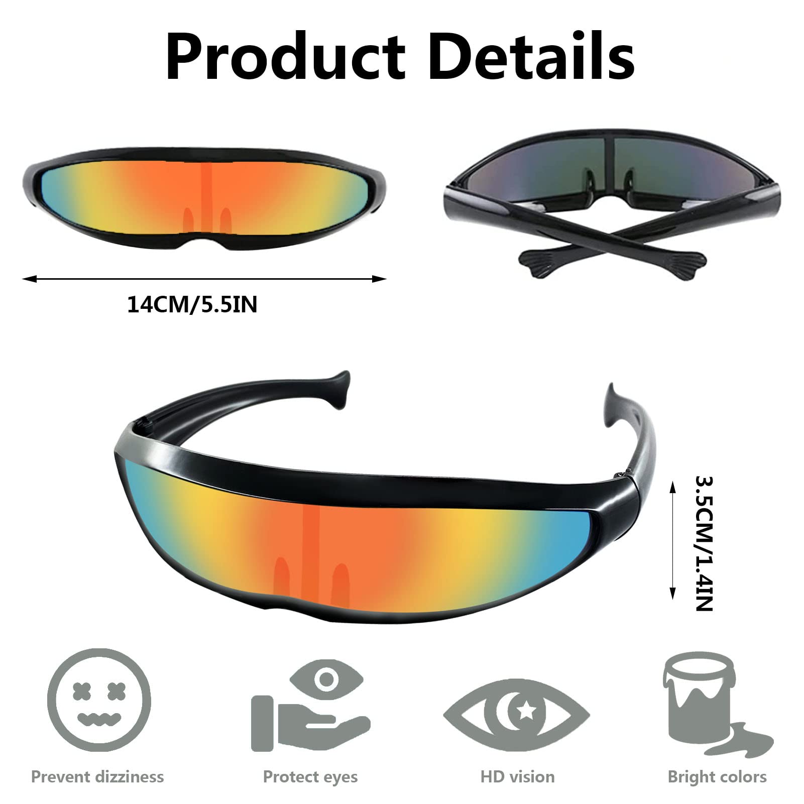 2 Stück Space Brille Alien Brille Set,Futuristische Sonnenbrille, Partybrille, Funbrille, Sonnenbrille Futuristisch, für Party Wrap Gläser Spiegel Foto Requisiten Cosplay Kostüm Brille Spielzeug