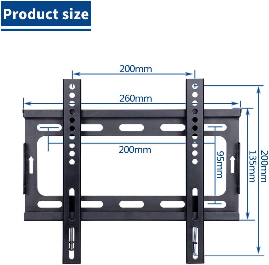 CNYF14-42 Fixed TV Wall Mount Bracket with Black for LED, LCD, 3D, Curved, Plasma, Flat Screen Televisions - Super Strong 25kg(55lbs) Weight Capacity