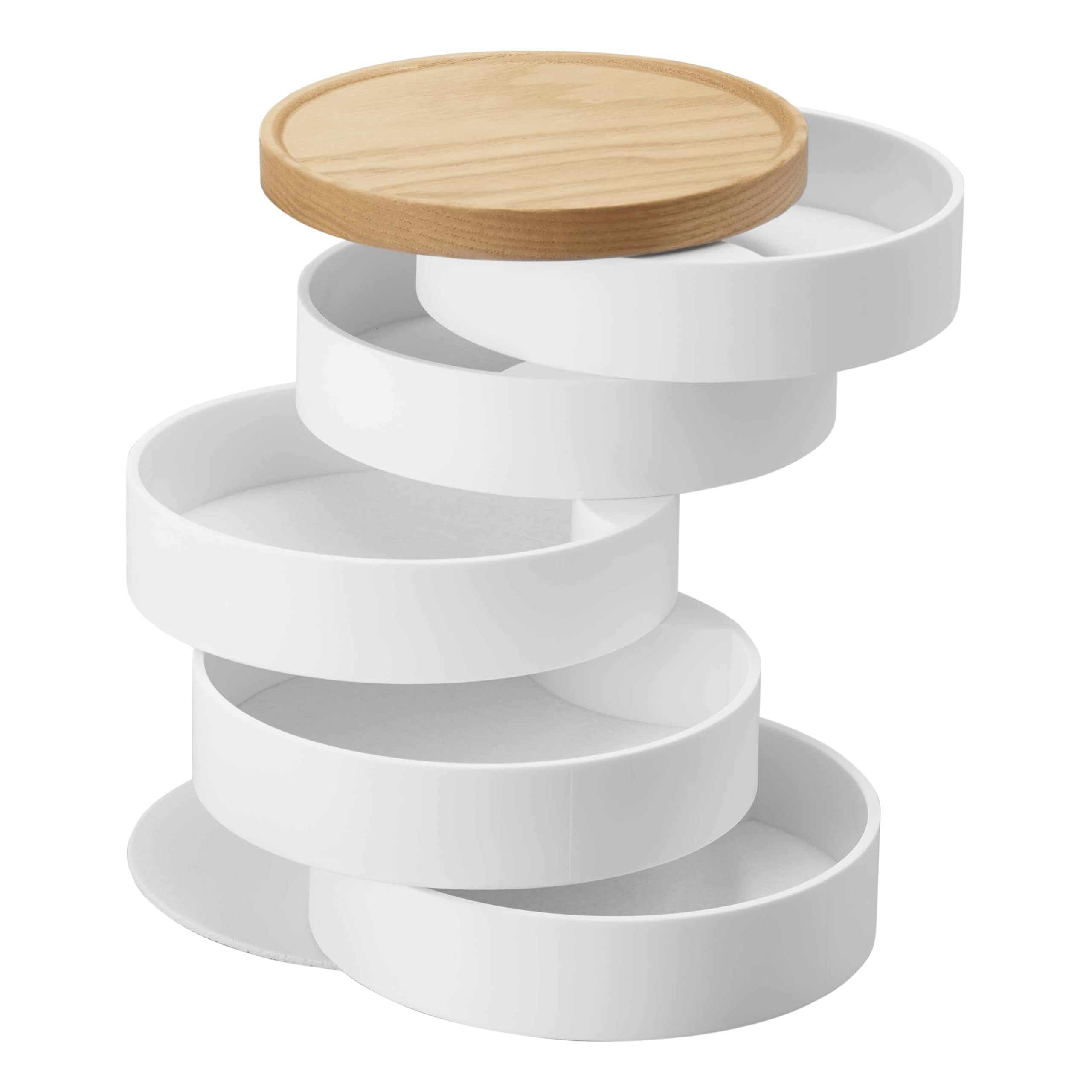 home Stacked Accessory Trays with Wooden Lid, ABS Resin, White, One Size