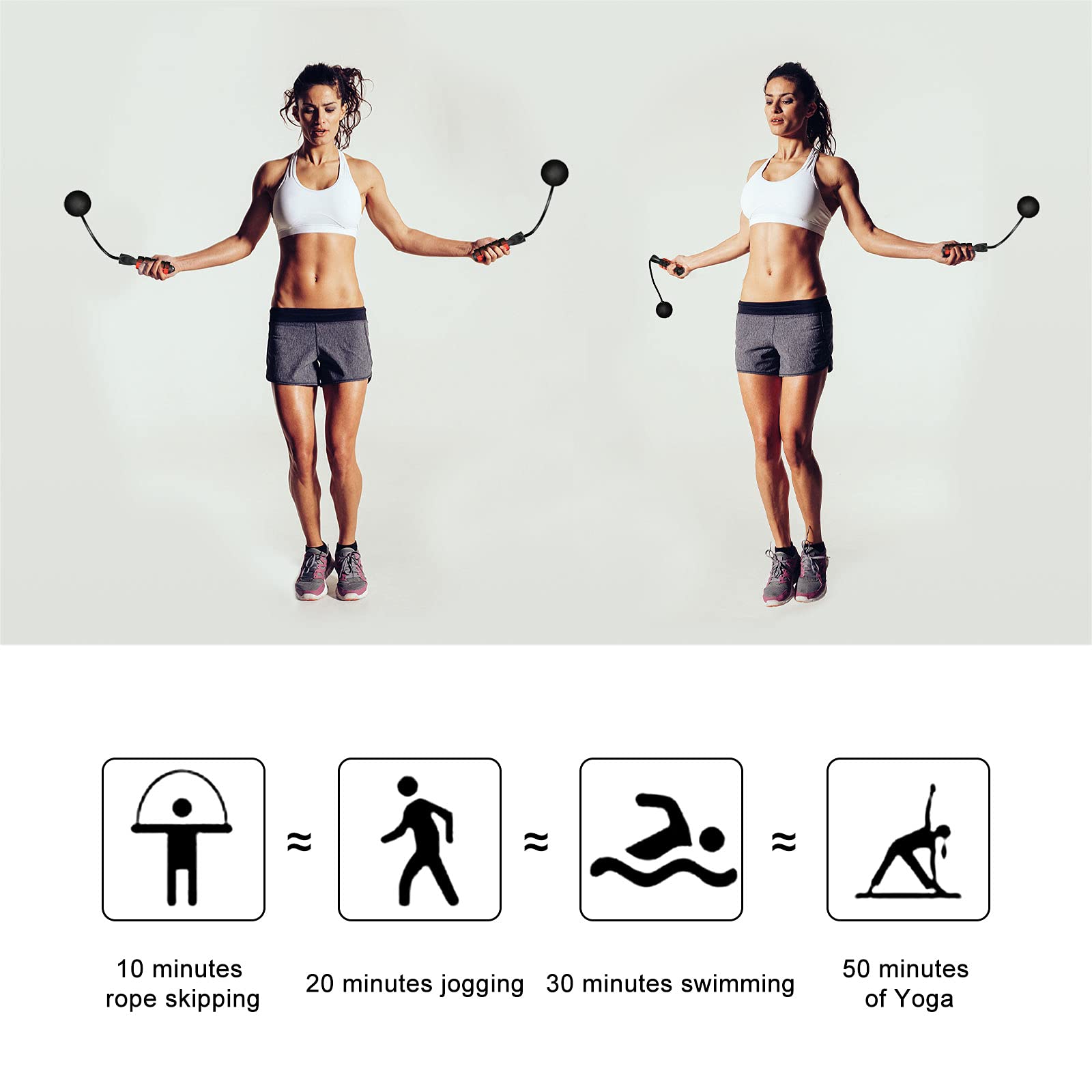 Corde à Sauter Sans Corde TEPECH – 2 En 1 Avec Corde 2.8m Lestée – Fitness Intérieur Cardio HIIT
