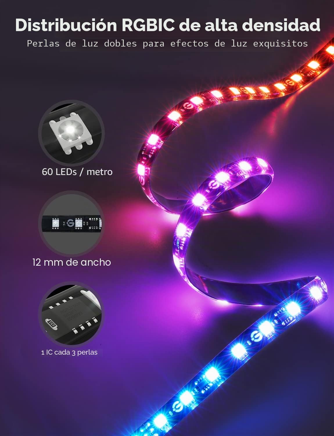 Govee Retroiluminación de TV Envisual T2 con cámara dual para televisores de 75 a 85 pulgadas y PC, tira de LED RGBIC WiFi compatible con Alexa y Google Assistant cuentas de luz doble para decoración