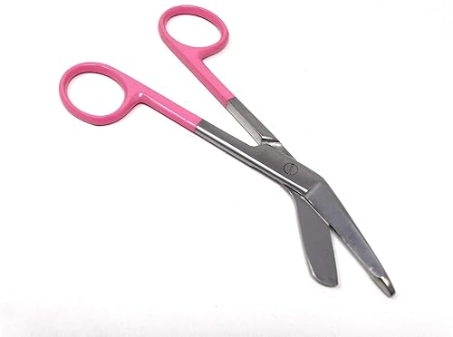 Tijeras de vendaje de color con patrón de mango rosa, 5.5" (14cm), acero inoxidable