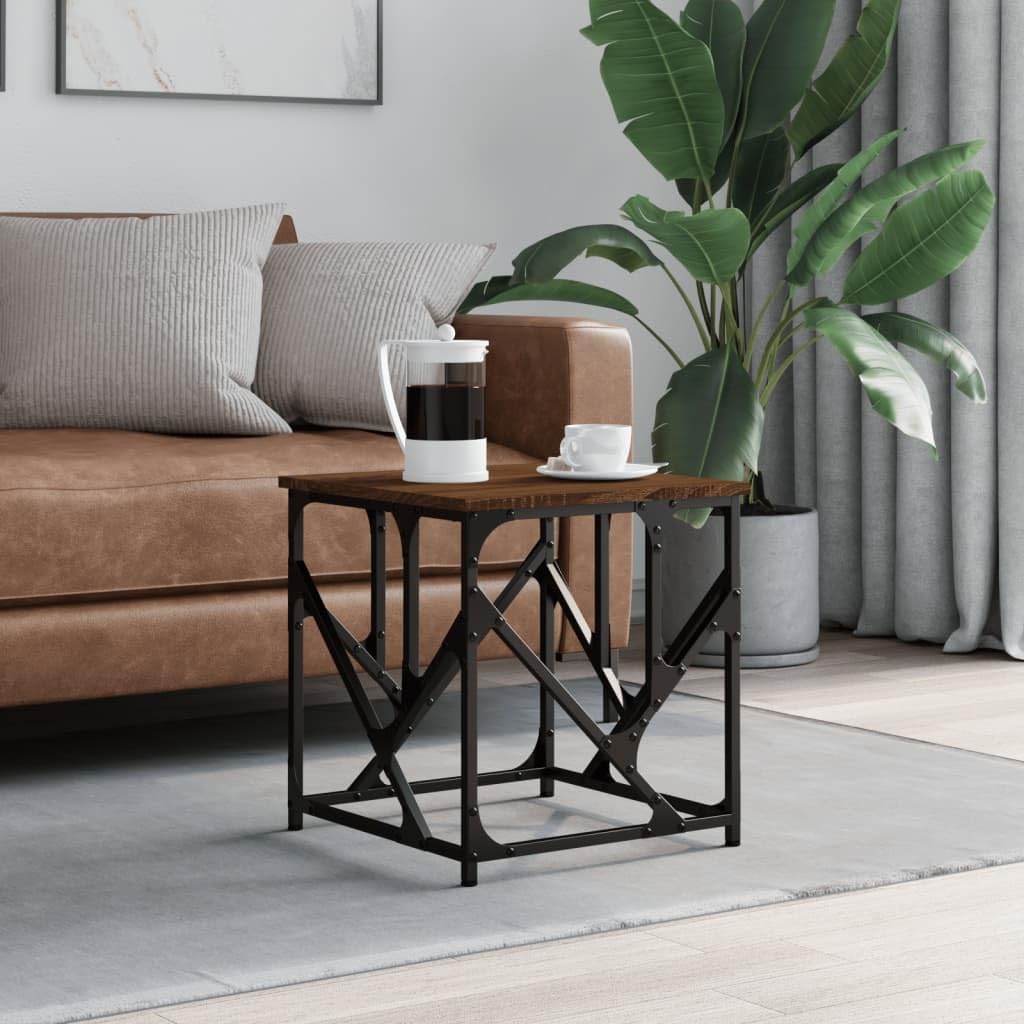 Homgoday Tavolino da caffè in rovere marrone, 45 x 45 x 47,5 cm, in legno ingegnerizzato, tavolino da tè per soggiorno, sala d'accoglienza degli ospiti, camera da letto e ufficio