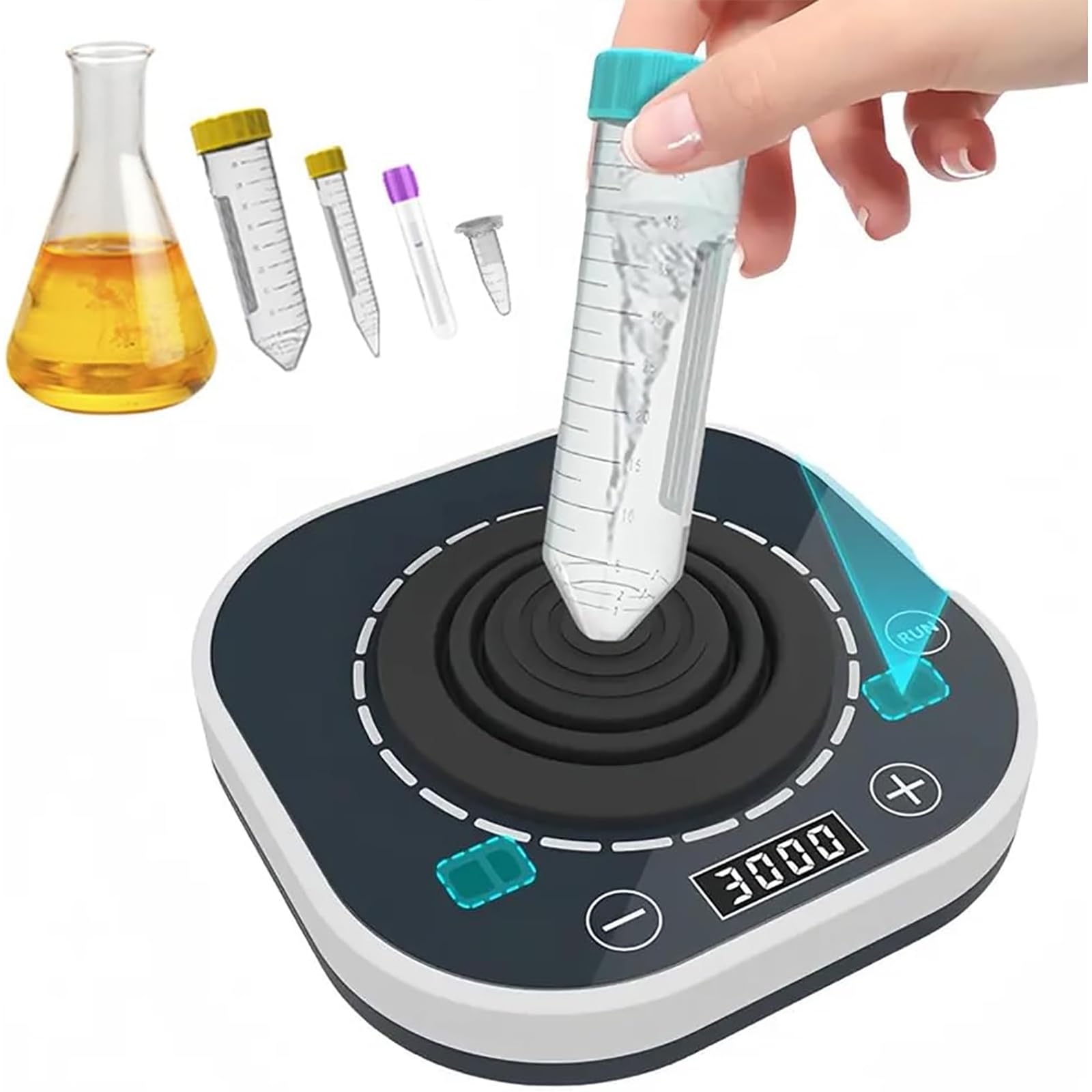 Mezclador Vortex De Laboratorio, Mezclador De Líquidos con Pantalla Digital LED, Modo Jog De Inducción, Velocidad: 100-3000rpm, Amplitud: 4mm, para Mezclar Muestras De Laboratorio