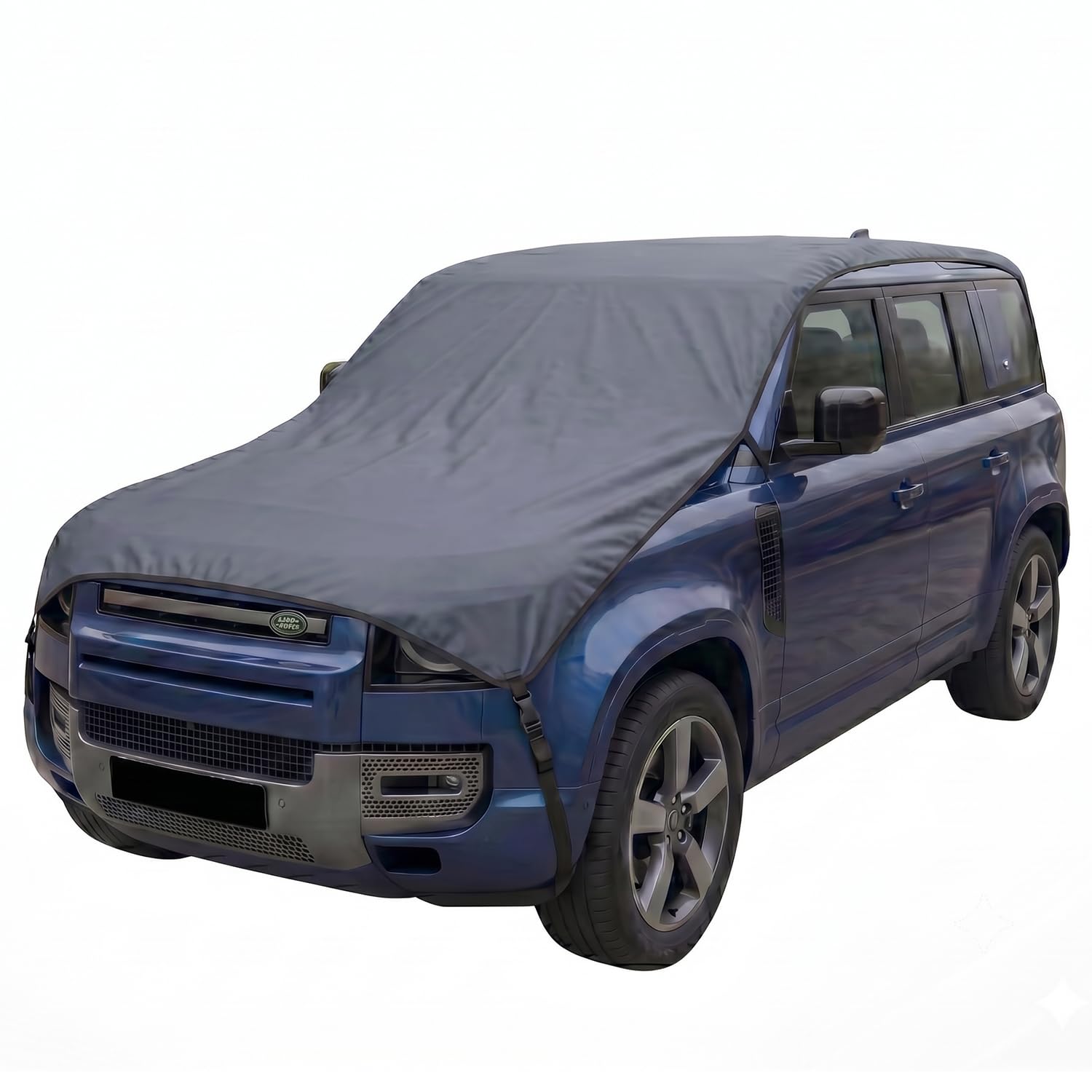 Pivalo Half Car Body Cover for SUV Cars (All Models & Years) | 100% Waterproof Outdoor UV & Heat All Weather Protection | Triple Stitched 3 Layer with Adjustable Straps Cover (Grey)-image-30