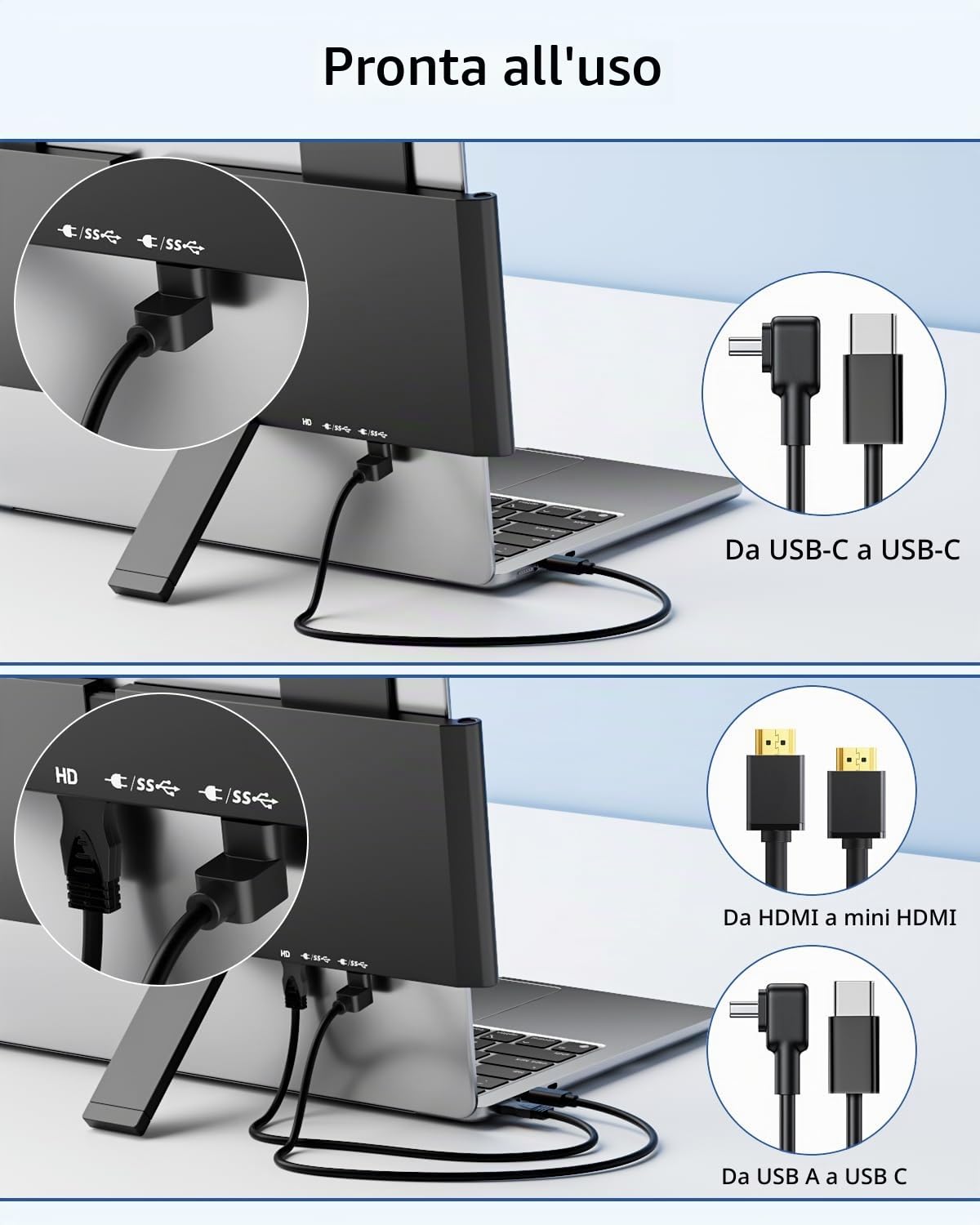 Yodoit Laptop Screen Extender, monitor da viaggio FHD da 14" con risoluzione 1920×1080, porta USB Type C e altoparlanti integrati, compatibile con PC, MacBook, Xbox