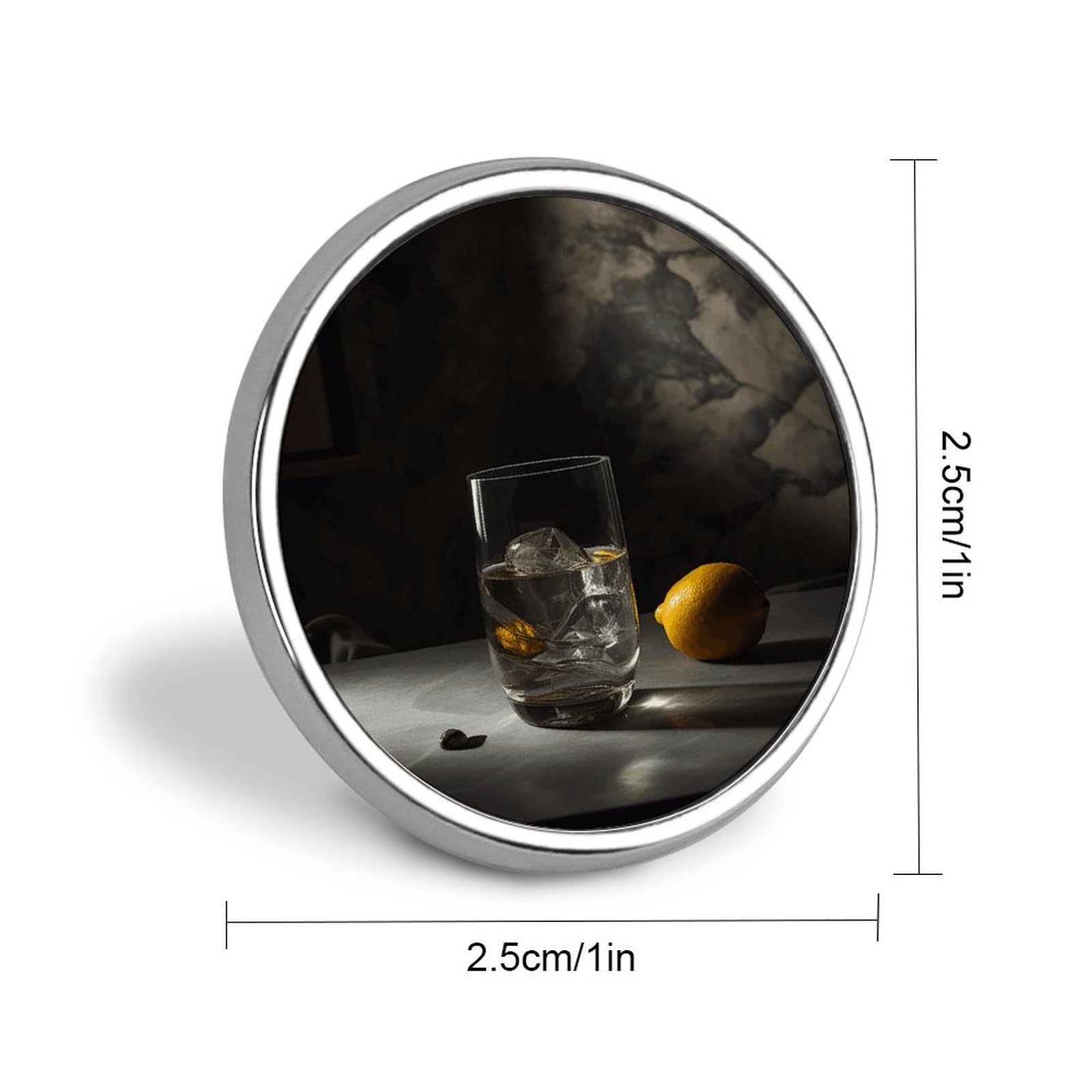 Stylish Glass of Ice Water Printed Round Brooch: Lightweight, Durable, Stylish Wedding Accessory Ideal for Valentine's Day And Women's Day