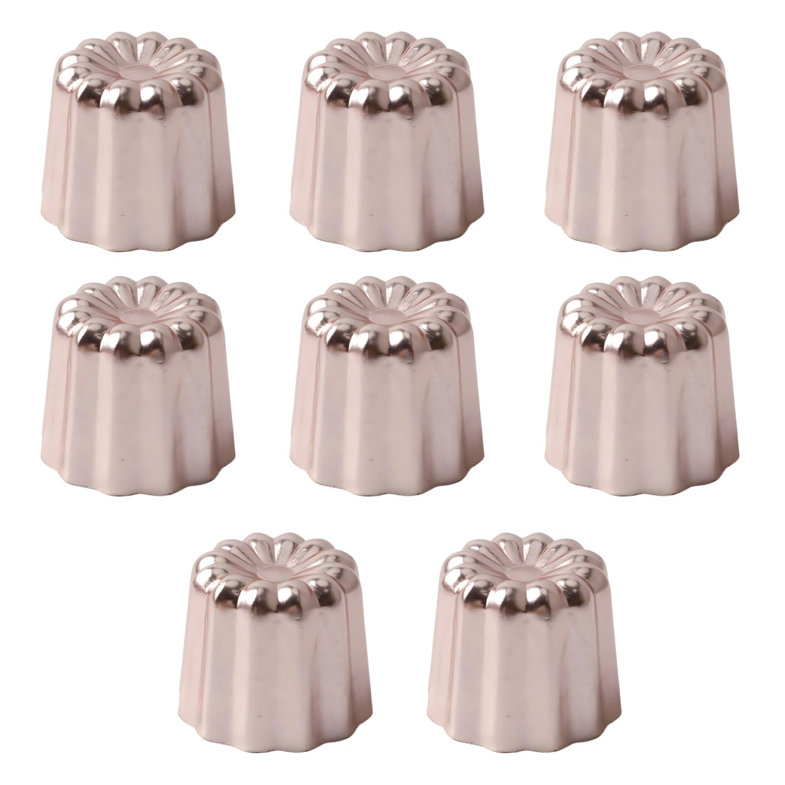 Lot de 8 moules à cannelés en cuivre, 4,5 x 5,5 x 4,5 cm, revêtement antiadhésif, pour cannelés français traditionnels, puddings, gâteaux et desserts