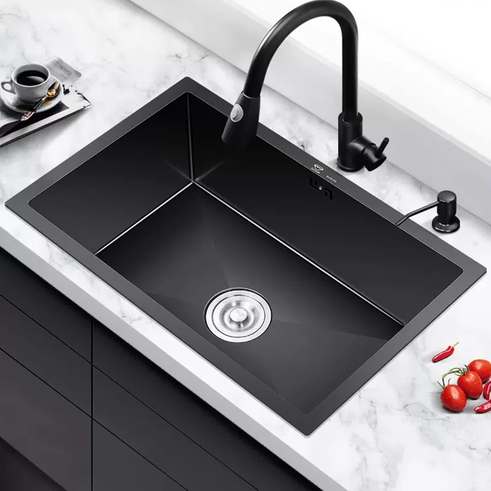 Lavello Da Bar In Acciaio Inossidabile Nero - 380x280x145 Mm, 12 Litri, Per Camper E Cucine - Foto 9