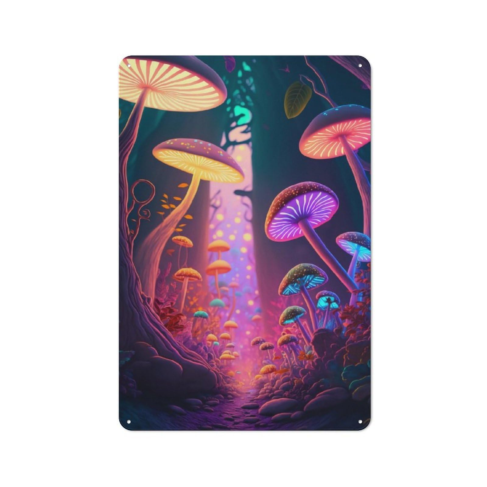 Junmoney Mad Mushrooms Rustic Tin Sign 30X20cm Featuring For Garage Wall, For Vintage Wall Decor Fans, For Home Office And Studio Walls