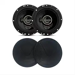 Par Alto Falante Aurum Hurricane (6 Polegadas 120W) + Tela 6 Tipo Pioneer Cor Preta para Carro, Kit TNT Full Som Automotivo