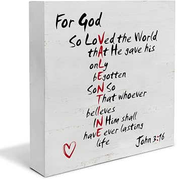 Christian Valentines Decor, Rustic John 316 Bible Verse Wood Sign