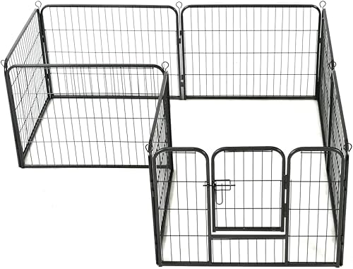 Miniatura 3 de GOLINPEILO Corralito para perros al aire libre, 8 paneles de acero de 31.5 x 23.6 pulgadas, corral de metal resistente para perros y mascotas con