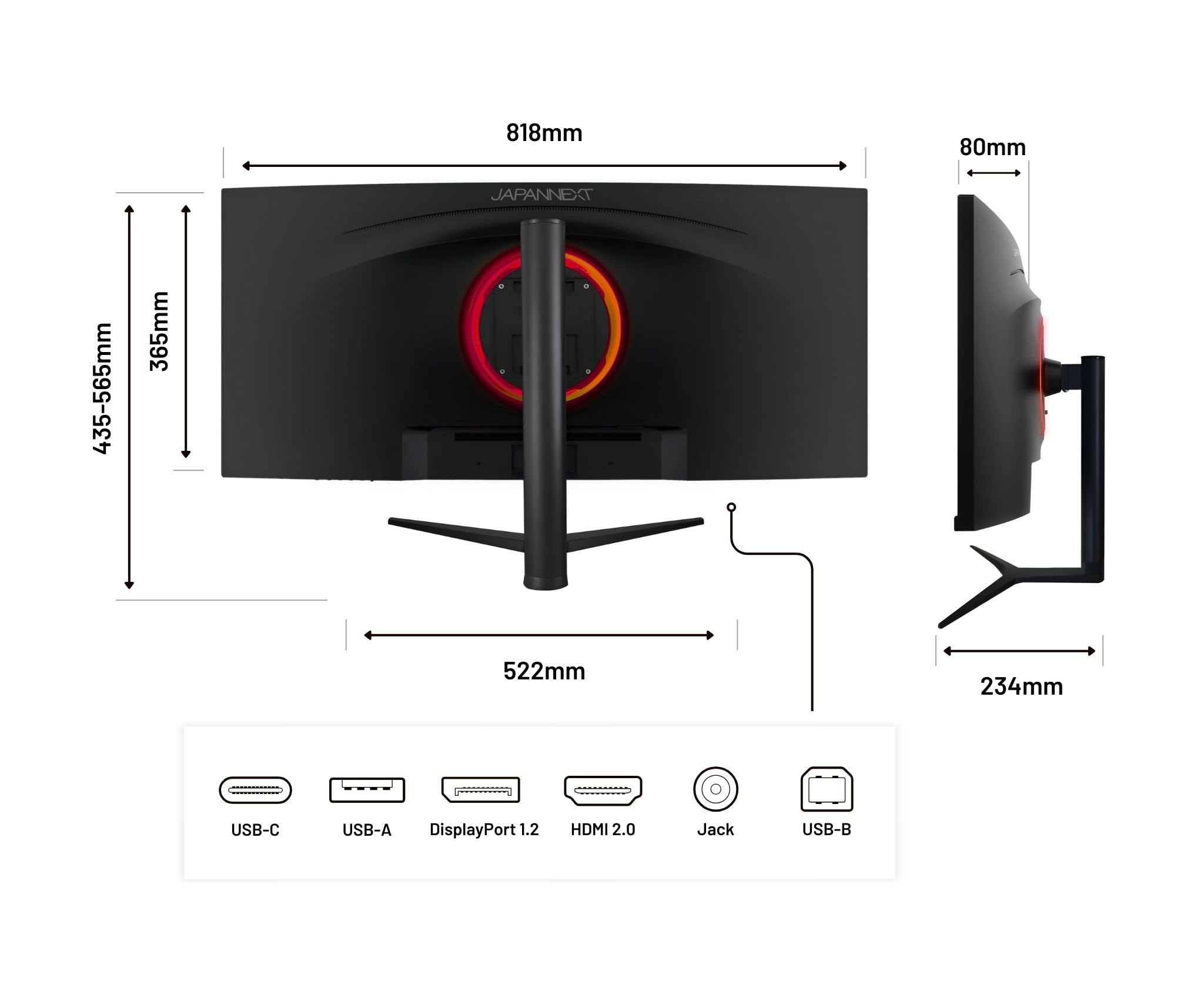 JAPANNEXT Ecran PC Incurvé 34" IPS UWQHD (3440x1440) | HDR & KVM | Recharge Via USB-C(65W) Hauteur réglable Haut-parleurs intégrés | G-Sync/FreeSync | Garantie 2 Ans | JN-IPSC34UWQHDR-C65W-H