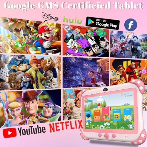 Image of Kids Tablet 7 inch Tablet for Kids Wifi Kids Tablets 32G Android 10 Dual Camera Educational Games Parental Control, Toddler Tablet with Kids Software Pre-Installed Kid-Proof YouTube Netflix (Pink)