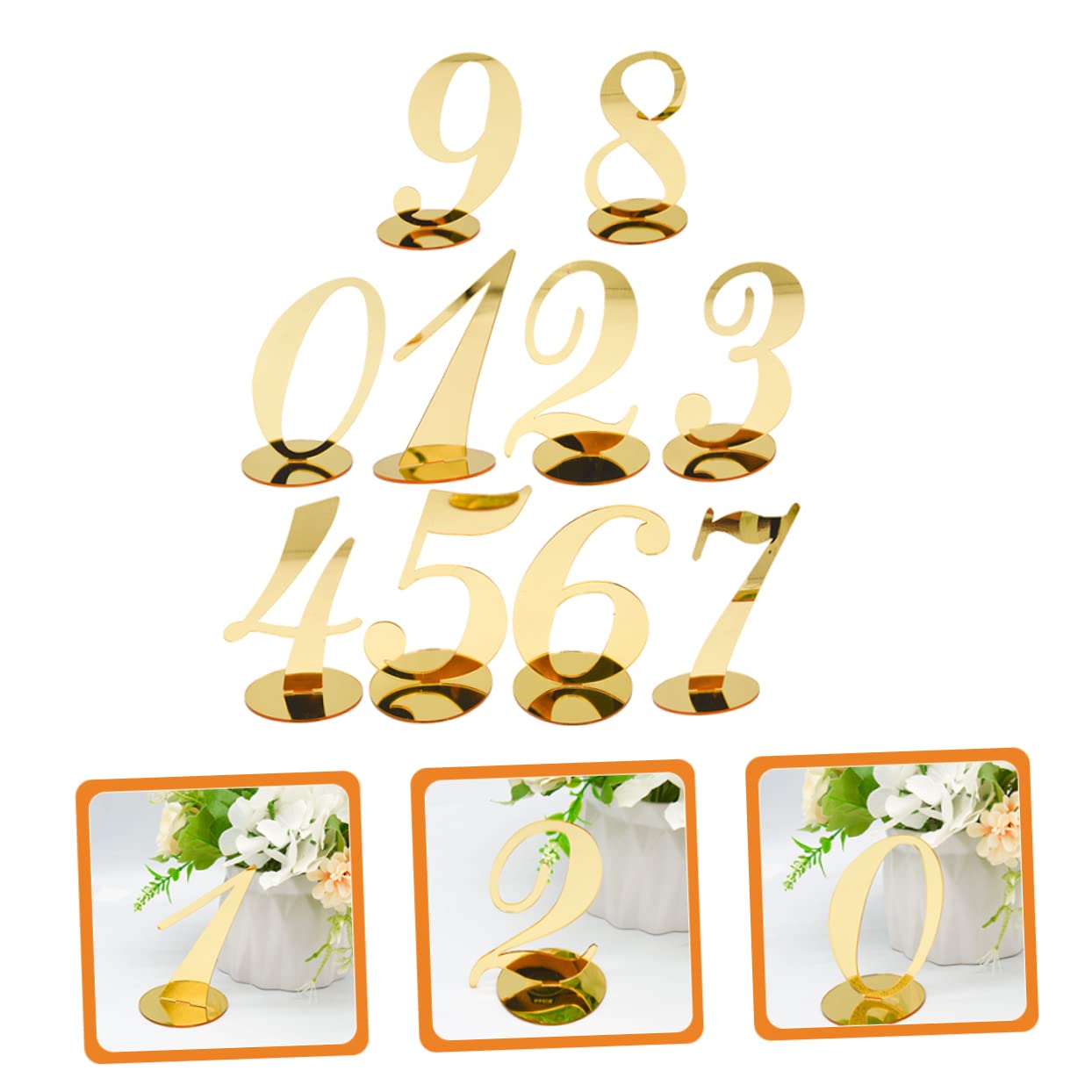 Cabilock 3 Sätze 3 Sets Digitale Sitzkarte Hochzeitszelt Ornament Moderne Tischnummern Empfangstischnummer 0 Bis 9 Tischnummer Schreibtischdekoration Esstischdekoration 10 Stück * 3