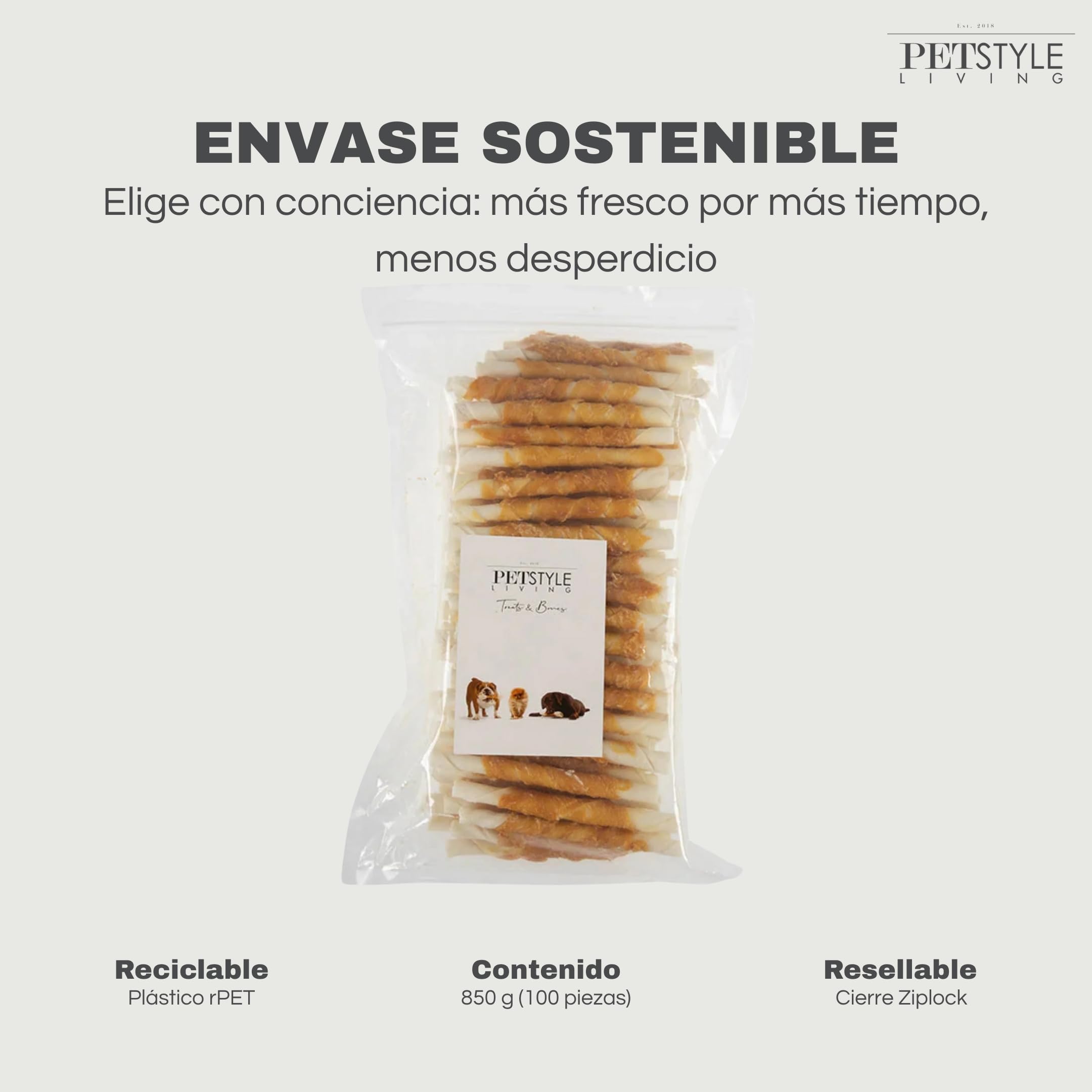 Palitos para Masticar con Pollo - Snacks para Perros - 12,5 cm - Pack 100 Unidades