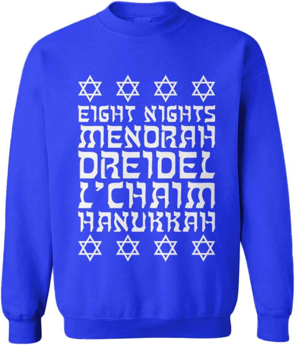 Eight Nights Menorah Dreidel L'Chaim - Toddler Fleece Crewneck Sweater