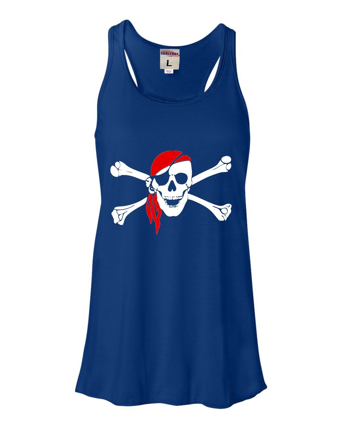 Go All Out Womens Jolly Roger Skull and Crossbones Pirate Flag Sleeveless Tank Top T-Shirt